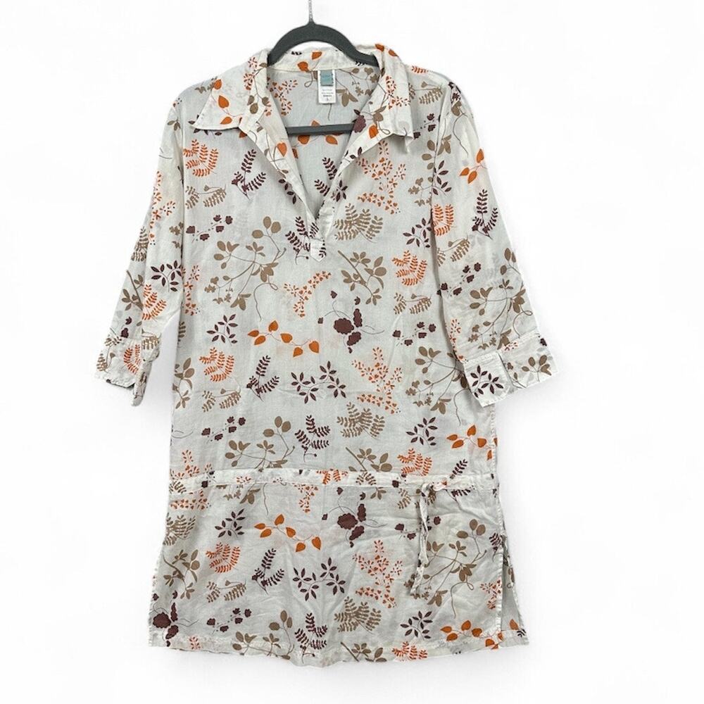 Patagonia Water Girl Un-Dress Tunic Size L Floral Leaf Print Outdoor Cover Up